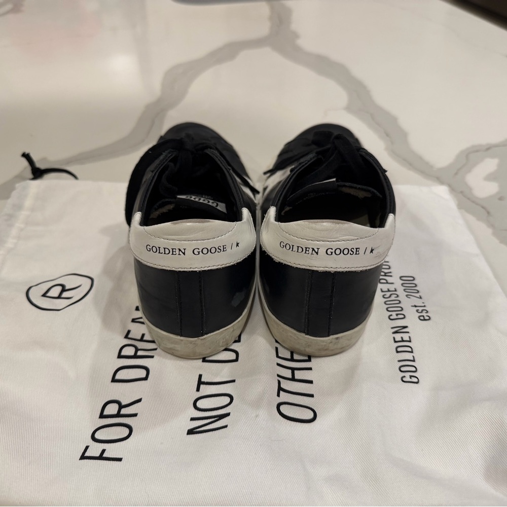 Golden Goose Black Leather Superstar Sneakers with White Star - Picture 13 of 15